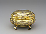 Sugar box with cover, Tobias Remshardt, Silver gilt, German, Augsburg