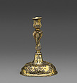 Candlestick (one of a pair), Johann Martin Satzger I, Silver gilt, German, Augsburg