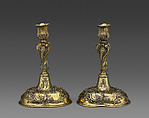 Candlestick (one of a pair), Johann Martin Satzger I, Silver gilt, German, Augsburg