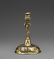 Candlestick (one of a pair), Johann Martin Satzger I, Silver gilt, German, Augsburg