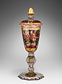 Armorials and monogram of the Duke of Saxe-Meiningen, Zwischengold glass, Bohemian