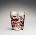 Allegory of the Seasons, Zwischengold glass with silver leaf, Bohemian
