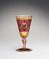 Rinceaux surrounding lion with scepter, Zwischengold glass, Bohemian