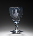 Wineglass with William V of Orange, David Wolff  Dutch, Glass with diamond-point stippling, Dutch, The Hague