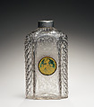 Bottle, Glass, verre églomisé; pewter, Bohemian