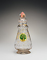 Bottle with stopper, Glass, verre églomisé, Bohemian