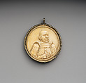 Medallion with portrait of Goetz von Berlichlingen and arms of Berlichlingen, Ivory; frame: silver, German