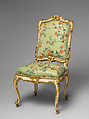 Side chair (set of four), Carved, painted, silvered, and gilded pine and beechwood, with printed cotton (not original), Southern German