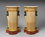 Carlton House pedestal (one of a pair), Dominique Daguerre French, Carved, painted and gilded pine; marble, French, Paris