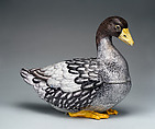Tureen in the form of a goose (one of a pair), Faience (tin-glazed earthenware), German, Strasbourg