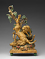 Dead stag and a hound, Ferdinand Tietz Austrian, Polychromed and gilded wood, German, Franconia