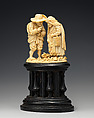 Old Peasant Couple, Ivory, carved wood pedestal, German