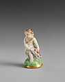 Miniature seal in the form of Cupid, Derby Porcelain Manufactory (British, Chelsea-Derby period, 1769–1784), Soft-paste porcelain, British, Chelsea-Derby