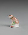 Miniature seal in the form of a dog, Possibly Chelsea Porcelain Manufactory (British, 1745–1784, Transitional (Brown Anchor) Period, ca. 1758–1759), Soft-paste porcelain, British, possibly Chelsea