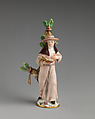 Scent bottle in the form of a nun reading a book, Chelsea Porcelain Manufactory (British, 1745–1784, Red Anchor Period, ca. 1753–58), Soft-paste porcelain, British, Chelsea
