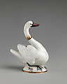 Scent bottle in the form of a swan, Chelsea Porcelain Manufactory (British, 1745–1784, Red Anchor Period, ca. 1753–58), Soft-paste porcelain, British, Chelsea