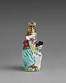 Boy letter-writer and girl in group, Chelsea Porcelain Manufactory (British, 1745–1784, Gold Anchor Period, 1759–69), Soft-paste porcelain, British, Chelsea
