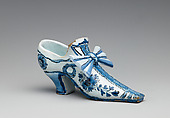 Shoe, Tin-glazed earthenware (Delftware), Dutch, Delft