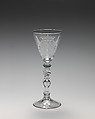 Wineglass with arms of William V, Prince of Orange, Glass, British, Newcastle with Dutch engraving