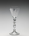 Wineglass with arms of William V, Prince of Orange, Glass, British, Newcastle with Dutch engraving