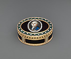 Snuffbox with portrait of Louis XVI (1754–1793), King of France, Joseph Etienne Blerzy (French, active 1750–1806), Gold, enamel, diamonds; ivory, glass, French, Paris