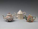 Teapot in the form of an octagonal pavilion, Salt-glazed stoneware, British, Staffordshire