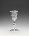 Wineglass with arms of the Province of Overyssel, A. C. Schonck, Glass, British, Newcastle glass with Dutch engraving
