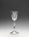 Wineglass, Glass, British, Newcastle glass with Dutch engraving