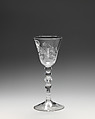 Wineglass, Glass, British, Newcastle glass with Dutch engraving