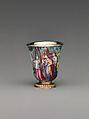 "Four Seasons" enamel liqueur service, Elias Adam (German, ca. 1669–1745, master 1703), Silver gilt, enamel, copper, German, Augsburg