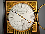 Obelisk clock with a Franklin movement, Case maker: David Roentgen (German, Herrnhaag 1743–1807 Wiesbaden, master 1780), Oak, thuya burl wood, gilded bronze, silver, and steel, German, Neuwied am Rhein