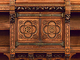 Sideboard, also known as the Pericles Dressoir, Bruce J. Talbert (British, Dundee, Scotland 1838–1881 London), Oak, inlaid with ebony, walnut, boxwood, amaranth, carved and gilded; brass fittings, British, London