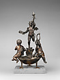 Inkwell with three putti, Francesco Bertos (Italian, 1678–1741), Bronze, with remains of black lacquer, Italian, Padua