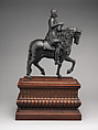 Equestrian statuette, possibly of Philip IV, King of Spain, Possibly after a model by Pietro Tacca (Italian, Carrara 1577–1640 Florence), Bronze, on later wood base, Possibly Italian