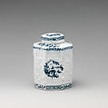 Tea caddy, Lowestoft (British, 1757–ca. 1803), Soft-paste porcelain with underglaze blue, British, Lowestoft