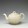 Teapot, Salt-glazed stoneware, British, Staffordshire