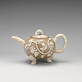 Footed teapot, Salt-glazed stoneware, British, Staffordshire