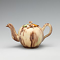 Teapot with cover, Whieldon type, Lead-glazed earthenware, probably British, Staffordshire