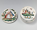 Pomade box, Salt-glazed stoneware, British, Staffordshire
