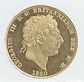 George III double sovereign, Medalist: Benedetto Pistrucci (Italian, 1783–1855, active England), Gold, British, London