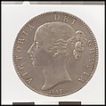 Victoria crown, William Wyon (British, Birmingham 1795–1851 Brighton), Silver, British