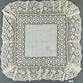 Handkerchief, Linen, bobbin lace, French