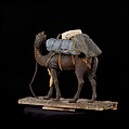 Camel, Polychromed wooden body covered with stucco; wooden saddle and leather girth straps; burlap cushion and leather saddlebags, Italian, Naples