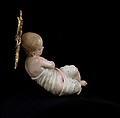 Infant Jesus, Attributed to Giuseppe Sanmartino (Italian, 1720–1793), Polychromed terracotta, charred wood and rope, silver-gilt halo, Italian, Naples