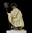 St. Joseph, Attributed to Salvatore di Franco (active 18th century), Polychromed terracotta head and wooden limbs; body of wire wrapped in tow; various fabrics; silver-gilt halo and staff, Italian, Naples