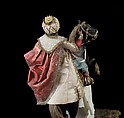 Elderly king, Polychromed terracotta head and wooden limbs; body of wire wrapped in tow; silk and satin garments; silver and gold metallic thread; glass buttons; silver-gilt sword, hilt and crown; leather sheath, Italian, Naples