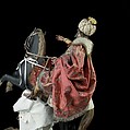 Elderly king, Polychromed terracotta head and wooden limbs; body of wire wrapped in tow; silk and satin garments; silver and gold metallic thread; glass buttons; silver-gilt sword, hilt and crown; leather sheath, Italian, Naples