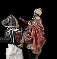 Elderly king, Polychromed terracotta head and wooden limbs; body of wire wrapped in tow; silk and satin garments; silver and gold metallic thread; glass buttons; silver-gilt sword, hilt and crown; leather sheath, Italian, Naples