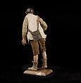 Shepherd, Polychromed terracotta head and wooden limbs; body of wire wrapped in tow; cotton and burlap garments; leather belt, shoes and shoulder bag, Italian, Naples