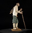 Man with staff and brace of birds, Polychromed wood and terracotta; cloth, straw, leather and metal, Italian, Naples
